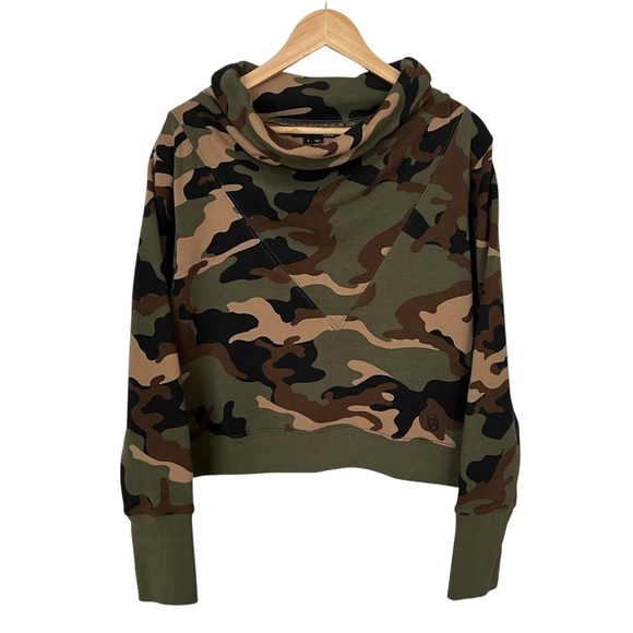 Veronica Beard Everly Camouflage Cowl Neck Sweatshirt Cuffed Sleeves Size Small - Picture 3 of 10